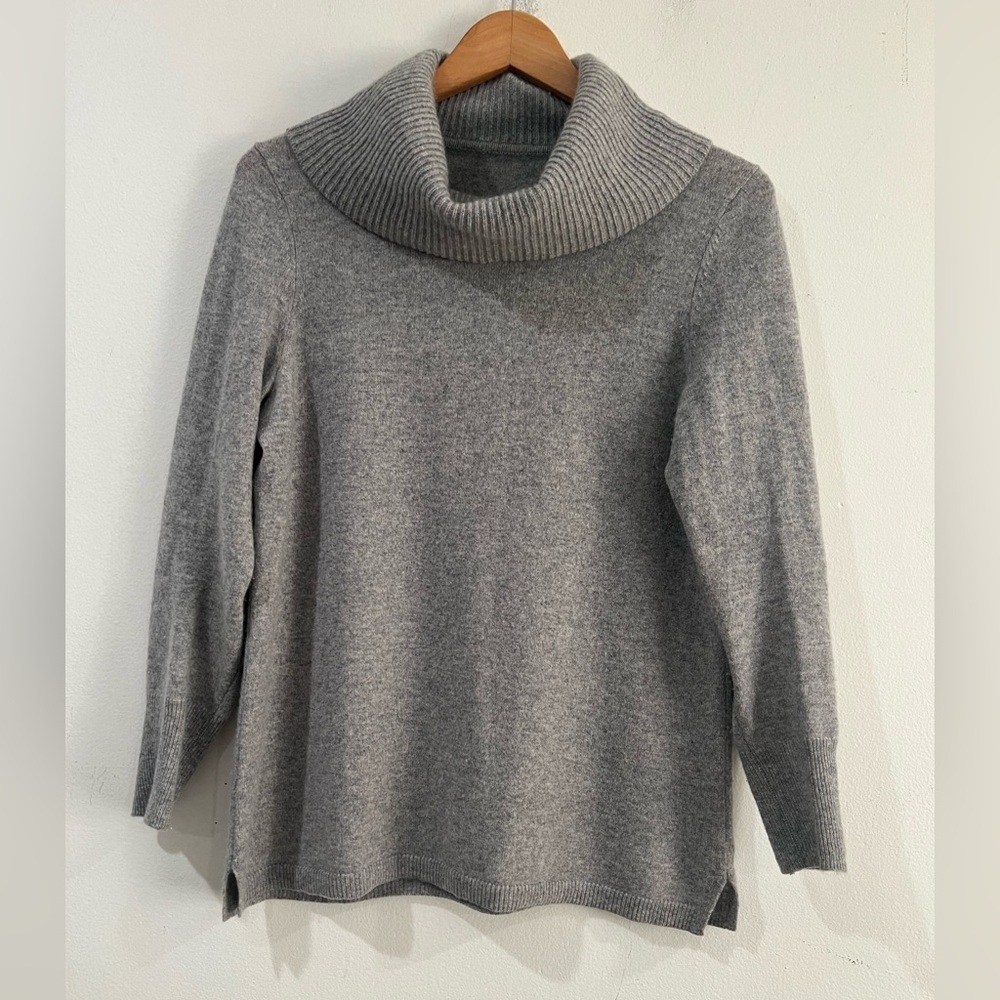 Women's gray turtleneck sweater 100% Cashmere M - Picture 1 of 8
